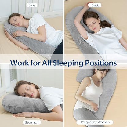 HOMCA Body Pillows for Adults with Shredded Memory Foam, 65 inches Long Side Sleeper Pillow Full Body Pregnancy Pillows for Sleeping with Washable Pillowcase for Back, Hip, Knee, and Leg Relief
