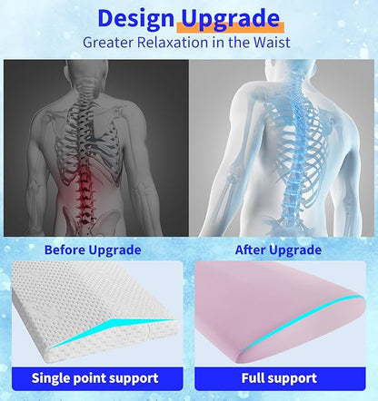 Lumbar Support Pillow for Bed – Memory Foam Waist Pillow with Cooling Cover for Comfortable Back Support – Bolster Pillow for Side, Back & Stomach Sleepers – for Bed, Sofa, Car