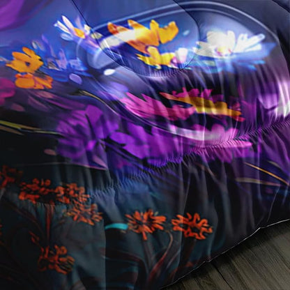Cartoon Kawaii Cat Comforter Set Twin Size 3D Animals Flower Toddler Bedding Set Cat Lovers Animal Bubble Design Quilt Bed Set for Girls Kids Teens