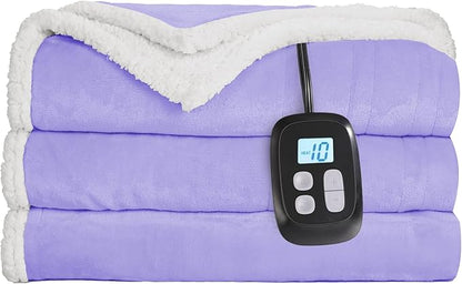 Electric Heated Blanket Full Size - 72"x84", Soft Flannel Heating Blanket, 10 Heating Levels, 1-12 H Auto Shut Off, Breathable Warm and Washable for Bed, Light Purple