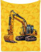 Toddler Blankets for Boys, Cozy Soft Excavator Throw Gifts for Kids, Yellow Flannel Construction Blankets for Bed Couch, 60x80 Inches