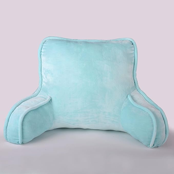 Home Soft Things Super Soft Bedrest Reading Pillow, Lounger Backrest Pillow for Sitting in Bed with Arms Pockets, 20" x 18" x 17",Limpet Shell