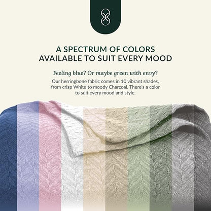 Cloud Scape Linen Herringbone Cotton Throw Blanket for Couch, Bed,Sofa, Home Decor, Soft, Heavy, All-Season, Winter Bed Blanket, Best Gift for Christmas, 50 x 70, Dark Grey