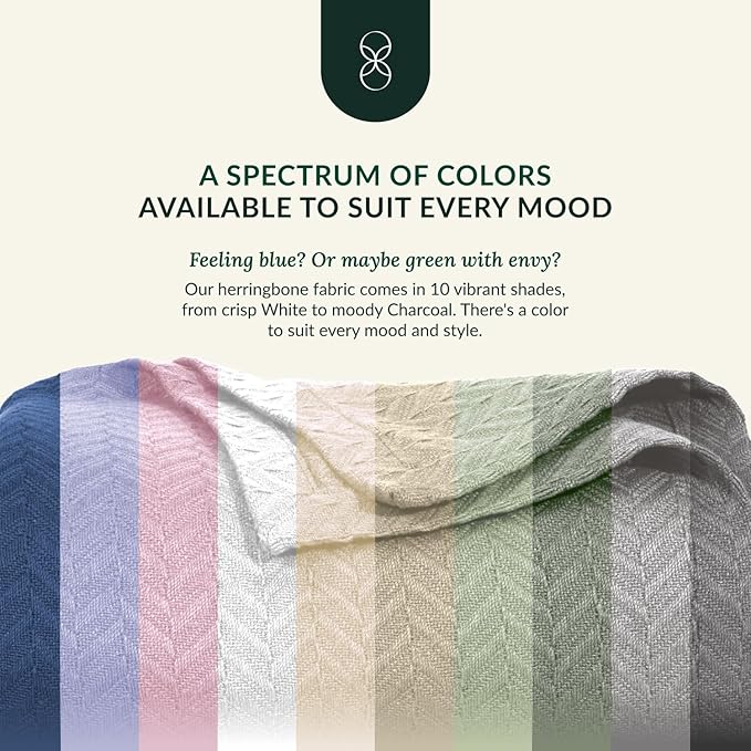 Cloud Scape Linen 100% Cotton Blanket King Size for Bed – Heavy & Soft, All Season, Winter Layering Blanket, Herringbone Weave, Best Gift for Christmas, fits Up to Cal King, 92x108, Lavender Blue
