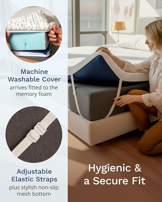 ViscoSoft 3 Inch Memory Foam Mattress Topper Full - Select High Density Ventilated Mattress Pad - Premium Removable Rayon Cover