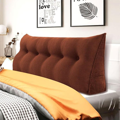 11 lbs Thickened Wedge Pillow Headboard Body Positioner Triangular Reading Pillow Bed Bolster Pillow for Sitting in Bedwith Removable Cover Gift for Mom Backrest Cordury Coffee Queen