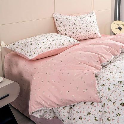 Jane yre Floral Twin Duvet Cover Brushed Microfiber 3 Pieces Floral Bedding Set Garden Style Pink Floral Pattern Flower Twin Duvet Cover with Zipper Closure Luxury Soft Breathable Comfy