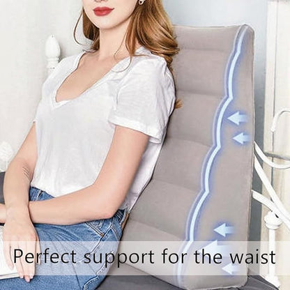 QISHENG - Inflatable Wedge Pillow, Lightweight Portable & Washable Travel Wedge Pillow for Sleeping, Reading, Camping, Back Pain Relief, Post-Surgery, Snoring and Leg Support (Grey)