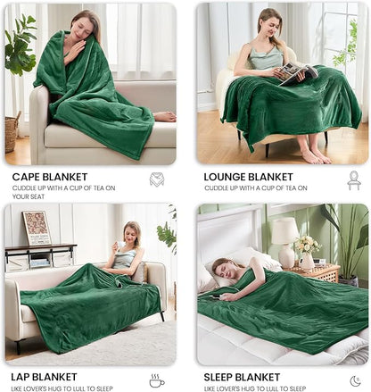 Electric Heated Blanket,Flannel & Sherpa Heated Throw Blanket 50"x60",Fast Heating Soft Fleece Blanket with 6 Heating Levels & 4H Auto Off - Forest Green