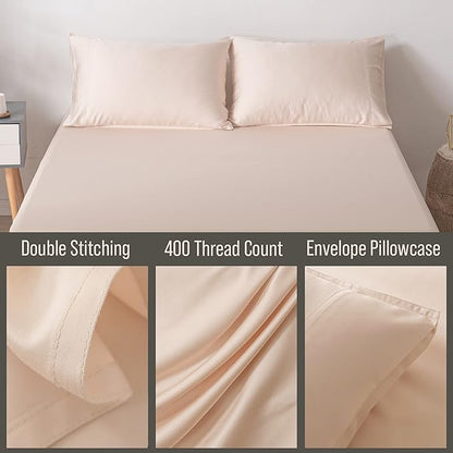 Bella Coterie | Luxury Bamboo Viscose King Size Pillowcase Set | 100% Organically Grown | Ultra Soft | Cooling | 2 Pcs [Champagne]