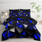 Geometric Full Comforter Set,Blue Black Honeycomb Bedding Set 7 Piece with Comforter Fitted Sheet Flat Sheet Pillowcases,Bed Sets Geometry Decor,Microfiber Lightweight All Season.
