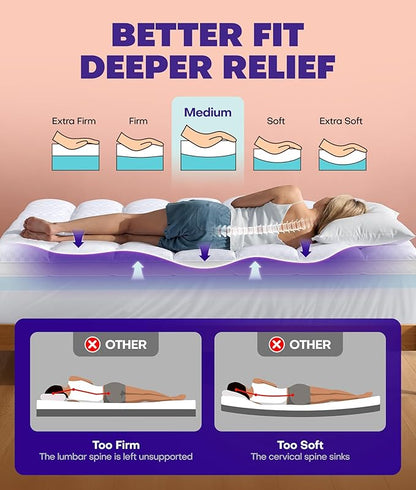 Dual Layer 4 Inch Memory Foam Mattress Topper for Pressure Relief with 4X Support, 2" Pillow Top Twin XL Mattress Topper 50% Viscose Made from Bamboo Plus 2" Cooling Gel Memory Foam Mattress Pad