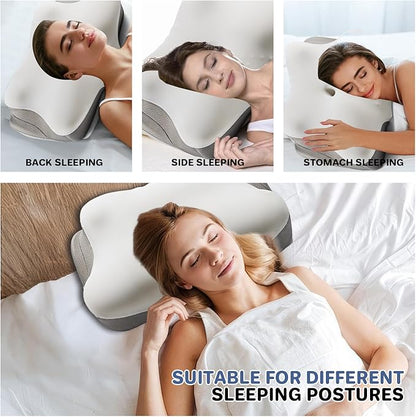Cervical Neck Pillow for Sleeping, Memory Foam Pillows Ergonomic Contour Bed Pillow Side Sleeper Pillows for Adults, Neck Support Pillow for Back Stomach Sleepers