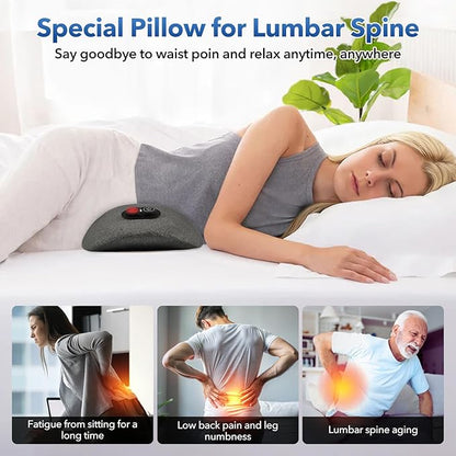 3 in 1 Rechargeable Back Massager with Heat, Height Adjustable for Bed and Chair, Electric Lumbar Support Pillow Back Massager, Relieves Deep Tissue Pain, Lumbar Wedge Cushion