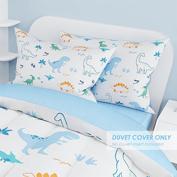 SANDJEST Dinosaur Duvet Cover Sets Twin Size for Kids Boys, Include 1 Polyester Comforter Cover 68x86 Inches and 1 Pillowcase 20x26 Inches, Comforter Not Included, Gift for Christmas Birthday