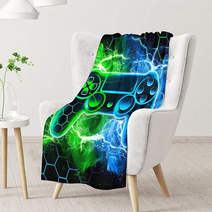 Gamer Throw Blanket - 50" x 60" Gamer Gifts for Teen Boys - Plush Flannel Throws Stuff Gaming Room Decor