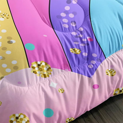 Kid Unicorn Butterfly Comforter Set Queen Size 3Pcs Rainbow Glitter Star Bedding Set White Cloud Quilt Bed Set for Boys Girls with 1 Comforter and 2 Pillowcases
