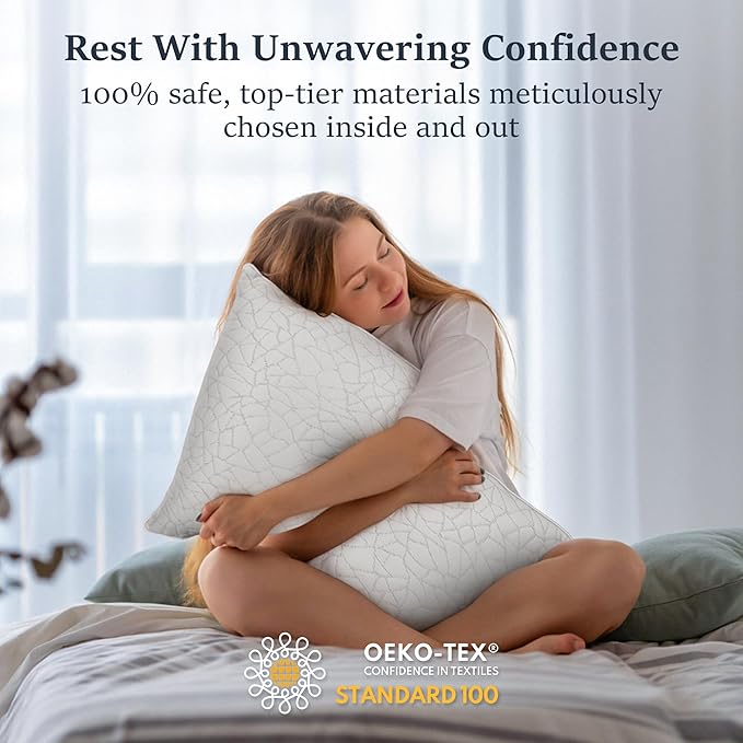 COZSINOOR Standard Size Cooling Bed Pillows - Breathable Premium Down Alternative Pillows Set of 2 for Side, Back, and Stomach Sleepers Hotel Quality Fluffy Soft Microfiber Fill Skin-Friendly
