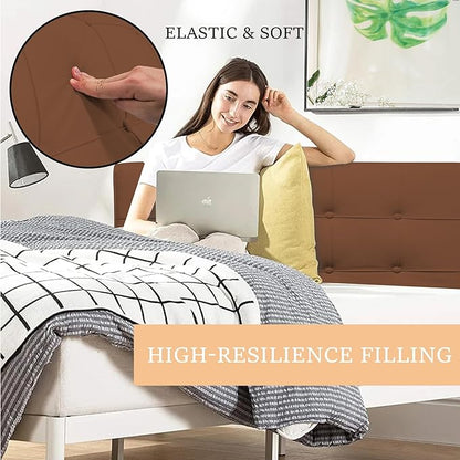 BCU King Size Headboard Pillow Upholstered Soft Bed Wedge Pillow for Headboard with Removable Cover Adjustable Back Rest Pillow for King Size Bed, Brown