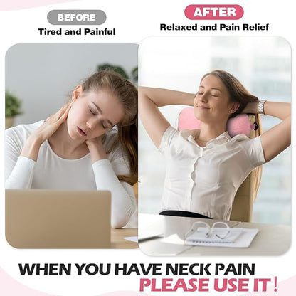 1 Pc Neck Pillow for Recliner Headrest Pillow Bone Shaped Chair Plush with Adjustable Strap Neck Support and Pain Relief Curve Head Cushion for Car Travel Airplane (Pink)