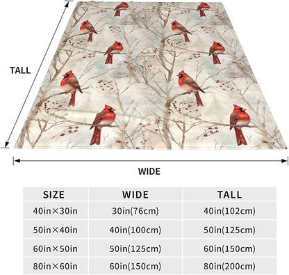 Cardinal Blanket Gifts for Women Red Birds Flannel Throw Blankets Soft Comfy Lightweight for Home Decor Couch Bed Sofa 80x60 Inches