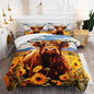 Cute Cow Print Comforter Set Full Size Sunflower Sky Cloud Cow Bedding Set Farm Animals Cow Quilt Bed Set with 1 Comforter and 2 Pillowcases for Kids Boys Girls Room Decor, D-cow1