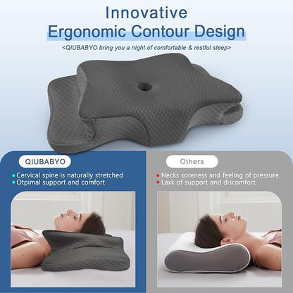 Pain Relief Cervical Pillow for Neck Support, Adjustable Ergonomic Pillow Cozy Sleeping, Odorless Orthopedic Memory Foam Pillows, Contour Bed Pillow for Side Back Stomach Sleeper-King Size