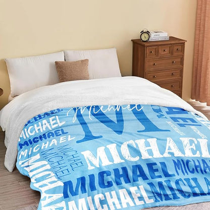Personalized Blankets for Teen Boys Girls - Printed in USA Custom Blanket with Kid Names Reversible Plush Ultra-Soft Sherpa Fleece Monogrammed Baby Throw Blankets Customized Birthday Gifts for Adults