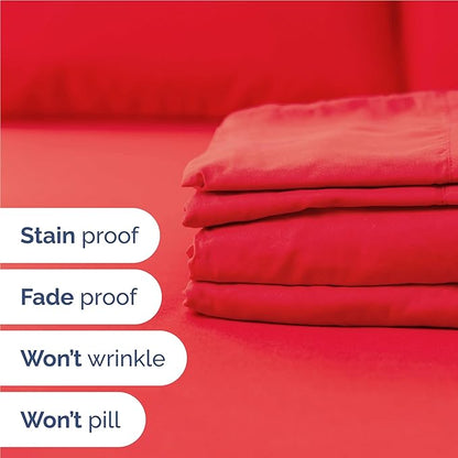 Full 6 Piece Sheet Set - Comfy Breathable & Cooling - Ultra Soft Hotel Luxury Bedding Set with 8-16 Inch Deep Pockets - 1 Flat & 1 Fitted Sheet & 4 Pillowcases - Cozy, Wrinkle Free & Easy Care - Red