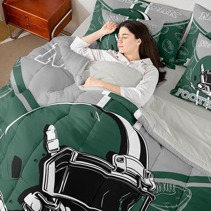 Feelyou Football Comforter Set Queen Size 7 Pieces Ball Games Bedding Set for Kids Boys Girls Rugby Bed in a BagFootball Bedroom Decor Rugby Sports