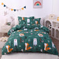 JSD Green Forest Animal Kids Duvet Cover Set Queen Size, 3 Piece Soft Printed Microfiber Comforter Cover with Pillow Sham Zipper Closure, Comforter Not Included