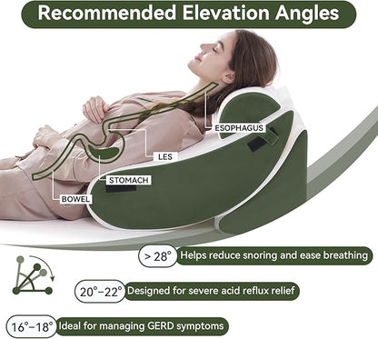 Wedge Pillow Set for After Surgery, 5 PCS Bed Wedge Pillow for Sleeping with Seat, Memory Foam Orthopedic Back Pillow for Pain Relief and Acid Reflux, Adjustable Post Surgery Pillow Green