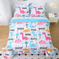 Wajade 7 Piece Kid Girls Dinosaur Comforter Set Full Size 3D Pink Dinosaur Wild Park Jungle Print Bedding Set with Comforter, Sheet Set, Pillowcase and Sham