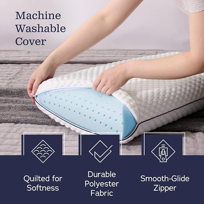 Weekender Gel Memory Foam Pillow - King Size - 1-Pack - Medium Plush Feel - Neck and Shoulder Support - Side, Stomach, and Back Sleepers - Home, Hotel, & Hospital Essentials - CertiPur Certified