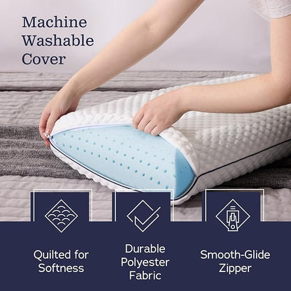 Weekender Gel Memory Foam Pillow - Queen Size - 1-Pack - Medium Plush Feel - Neck and Shoulder Support - Side, Stomach, and Back Sleepers - Home, Hotel, & Hospital Essentials - CertiPur Certified