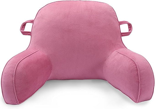 LiveGo Reading Pillow for Kids, Velvet Back Support Cushion for Sitting Up in Bed Adults, Kids Cuddle Cushion with Arms & Backrest Support Pillow for Teen Boys Girls Reading Bed Rest