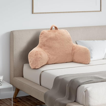 Reading Pillow for Sitting in Bed Adult, Standard Reading Pillow with Memory Foam, Back Pillow for Bed Sitting Up with Extend Arms, Camel