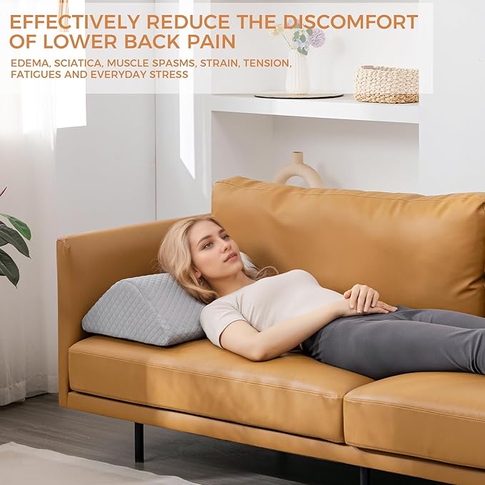Knee Wedge Pillow 6.3'' for Post-Surgery Recovery-Leg Elevation Support for Sleep Position, Alleviating Lower Back & Hip Pain Enhancing Circulation in Ankles Legs Triangle Pillow with Removable Cover