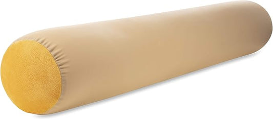 Straight Body Pillow, Full Size Premium Microbead,Side Sleeping/Maternity Pregnant Women, Supportive,Fluffy, Breathable, Cooling, 85/15 Spandex/Nylon Silky Feel Anti-Aging - 48 X 8 - Barely Beige