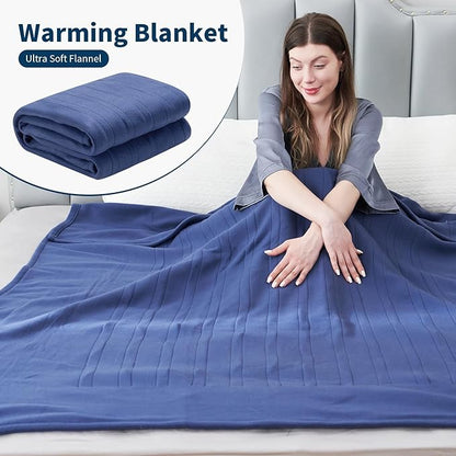 Electric Heated Blanket Full Size 72"x84", 4 Heating Levels & 10H Auto Shut Off, Soft Fleece Overheating Protection, Machine Washable, Dark Blue