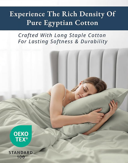 LANE LINEN 100% Egyptian Cotton Bed Sheets sábanas Twin Extra Long, Soft & Comfy Luxury Hotel Like Thick Bedding Sheets & Pillowcase Set, Machine Wash Naturally Cooling - Mineral