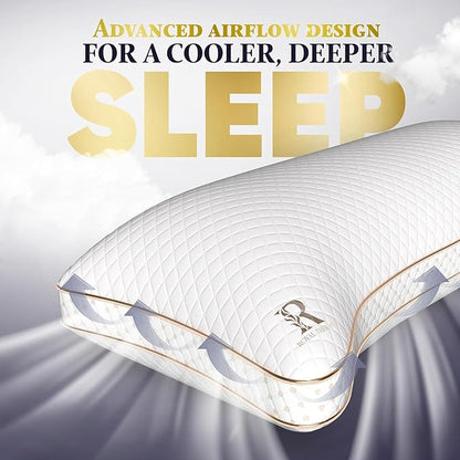 Royal Therapy Queen Memory Foam Pillow, Adjustable Shredded Memory Foam Pillows Queen Odor-Free Pillow for Neck & Shoulder Pain Relief, Support for Back, Stomach, Side Sleepers, BioForm