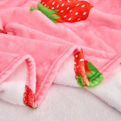 Pink Strawberry Kids Throw Blanket for Girls Teens Toddler Pink Soft Fuzzy Flannel Bed Blanket Birthday Gifts for Women Girls Kids Teens Adults, 60”x80”