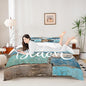 Lake House Duvet Cover Twin Size,Blue Farmhouse Barn Door Bedding Set for Kids Teens Adults Room Decor,Hawaiian Ocean Comforter Cover Starfish Sea Life Quilt Cover,1 Pillowcase,Vintage Brown