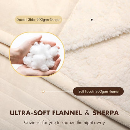 Heating Blanket Full Size 72" x 84" - Fluffy Ultra Soft Flannel Electric Blanket with 6 Heating Levels & 10 Hours Adjustable Timer, Fast Heating and Heated Lap Blanket for Office (White)