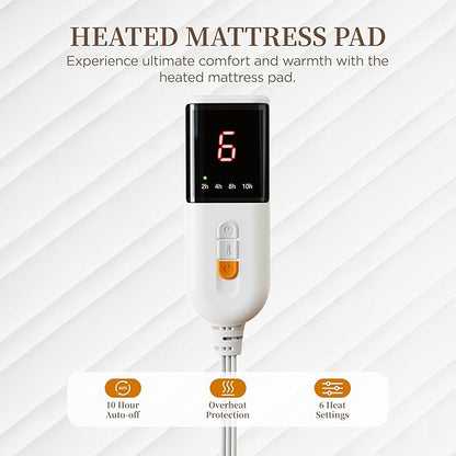 Heated Mattress Pad Mini Twin Size-Single Controller Electric Mattress Pad with Deep Pocket,6 Heat Settings & 10 Auto Shut Off Electric Bed Warmer,Machine Washable(31"x55")