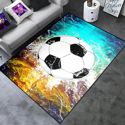 Football & Soccer Rugs for Boys Bedroom - Sports Rugs for Boys Bedroom Living Room Playroom Sports Carpet for Kids Soccer Room Decor Sofa Floor Mats, 2.5x4 Feet