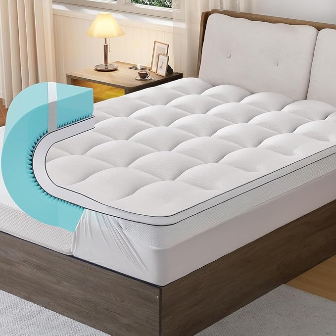 Firm Memory Foam Mattress Topper Twin Size - Dual Layer 3 Inch Cooling Gel Memory Pad and 1 Inch Pillow Top Mattress Cover for Back Pain - 39" x 75" x 4"