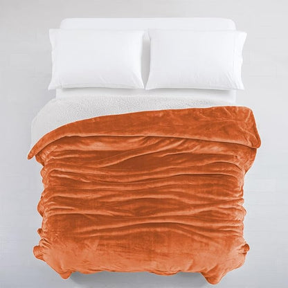IR Imperial Rooms Rust Sherpa Fleece Throw Blanket for Bed - Wholesale Bulk Pack of 16 Sherpa Blankets - Soft Fluffy Throw Blankets for Hotels, Guest Bedroom, 50x60 Inches