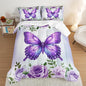 Beautiful Butterfly Bedding Comforter Set Full Size,Blossoming Flowers Pattern Bedding Set for Kids Girls Toddlers Room Decor,Nature Insect Themed Bed Comforter Sets with 2 Pillowcases.
